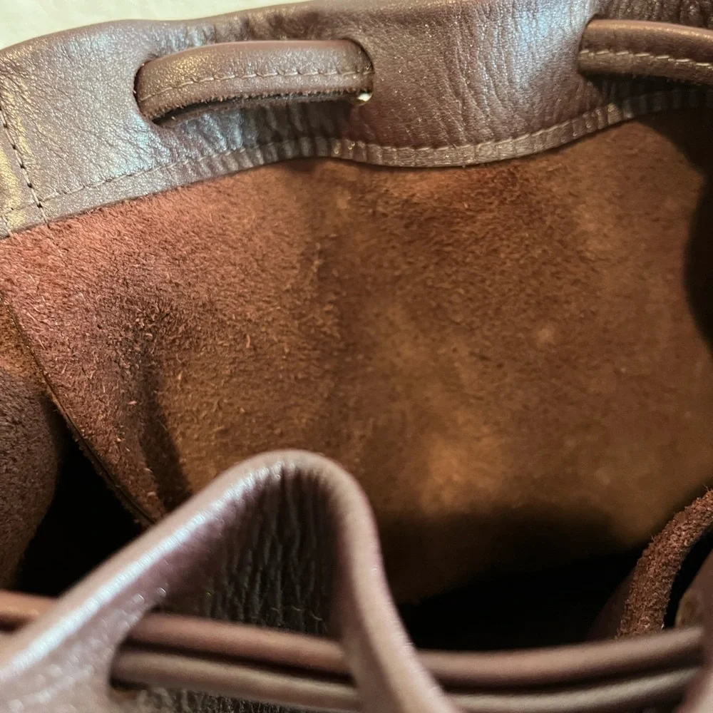 Beautiful Burgundy Leather Drawstring Bag - Picture 4 of 7